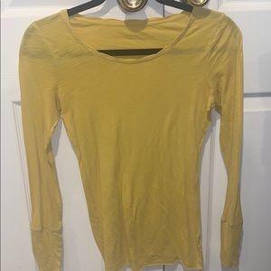 Mustard yellow scalloped neck top